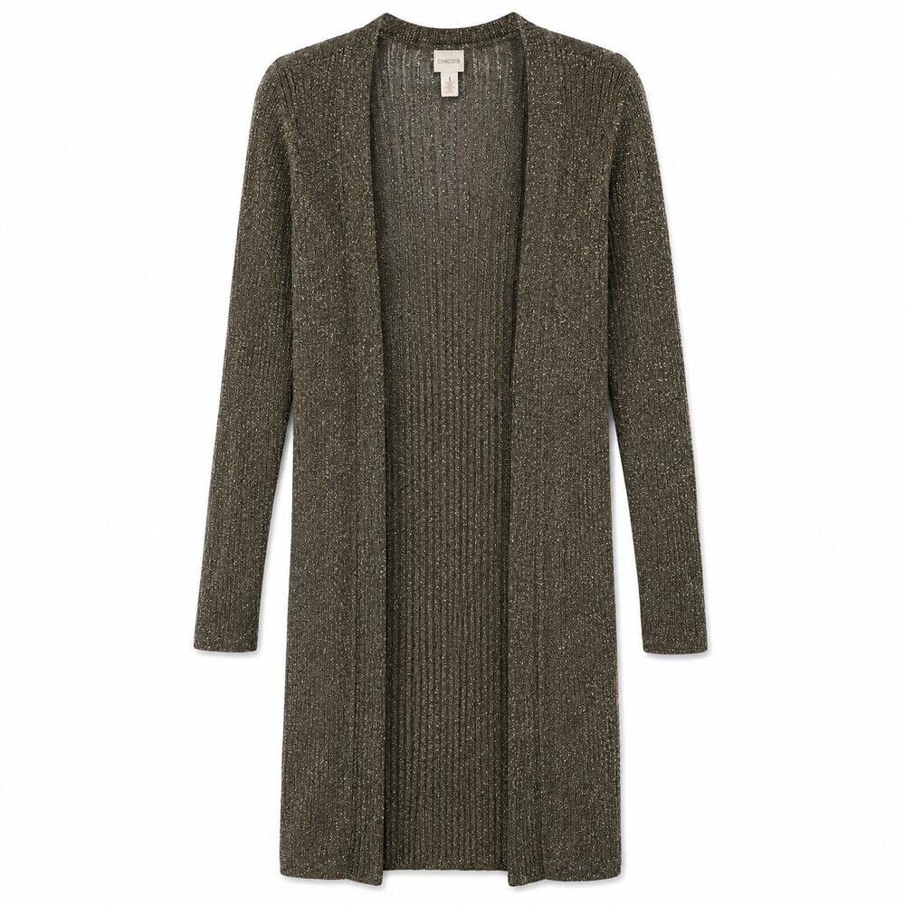 Chico's Black and Gold Knit Sweater Cardigan womens size medium/1